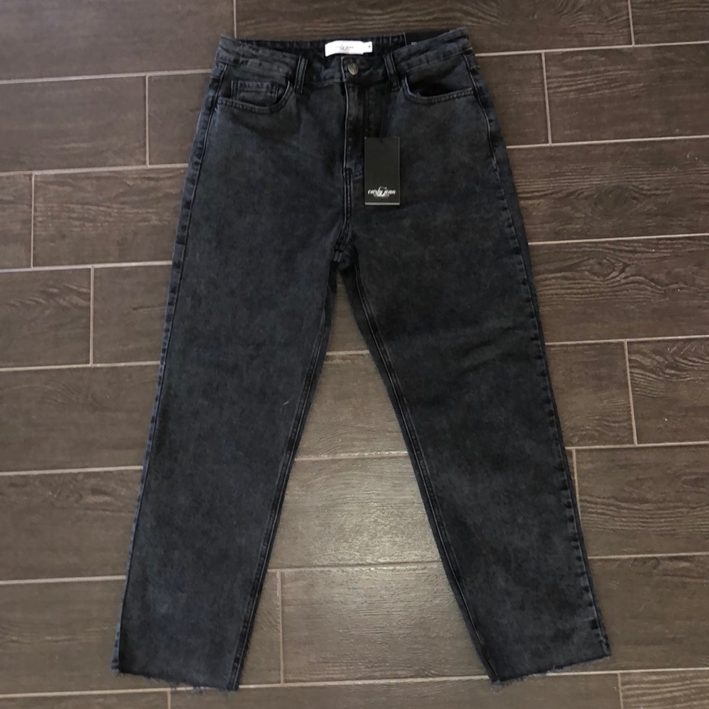 “Josie” high rise straight leg jeans, black wash